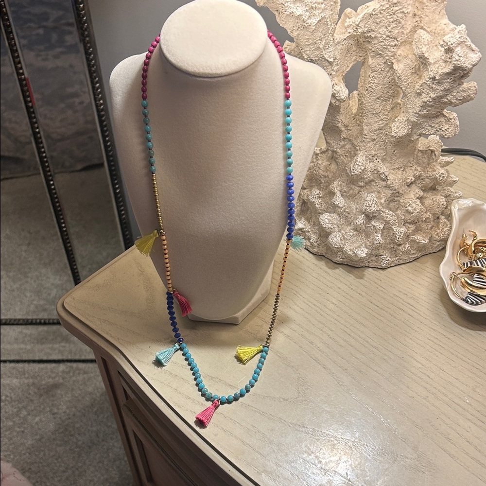 J. Crew Multicolor Beaded Necklace with Tassels